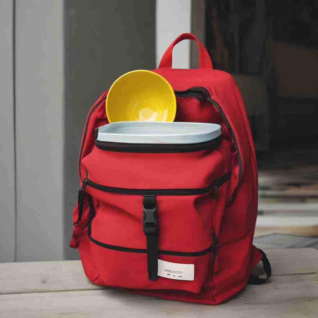 Red backpack and yellow bowl 4